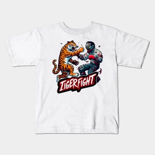 Tiger vs Zombie Fight Kids T-Shirt